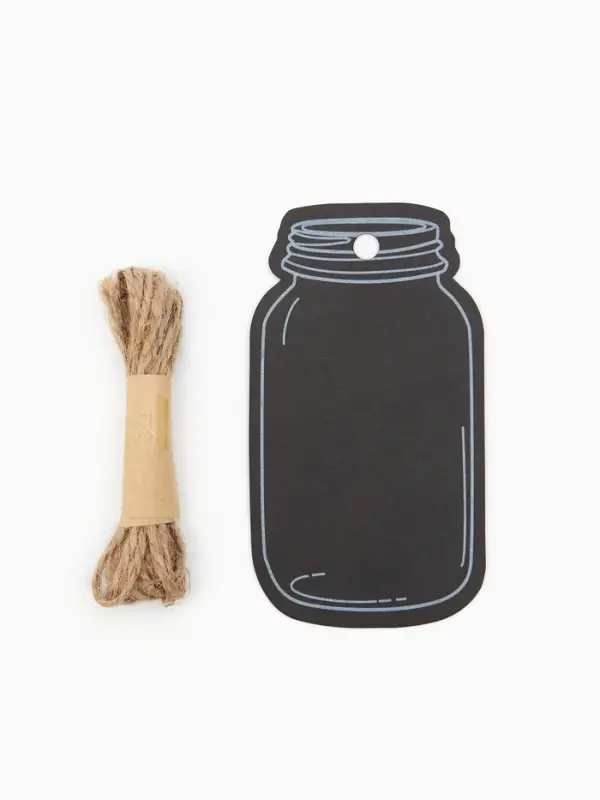 Меловой ценник-бирка «Банка» набор 10 шт., на верёвке, 9×5 см, цвет чёрный