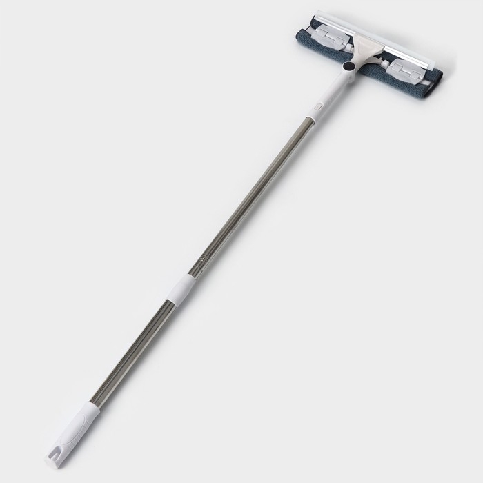 Окномойка бабочка Raccoon, стальная телескопическая ручка, микрофибра, поворот на 180°, 27×7×114(137) см Окномойка бабочка Raccoon, стальная телескопическая ручка, микрофибра, поворот на 180°, 27×7×114(137) см