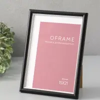 Фоторамка для фото 15х21 см "Oframe", пластик, чёрный с серебром, (пластиковый экран)