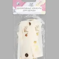 Бирка с кнопкой Hand made, 8&times;1.8 см, 10 шт., цвет золотой, белый