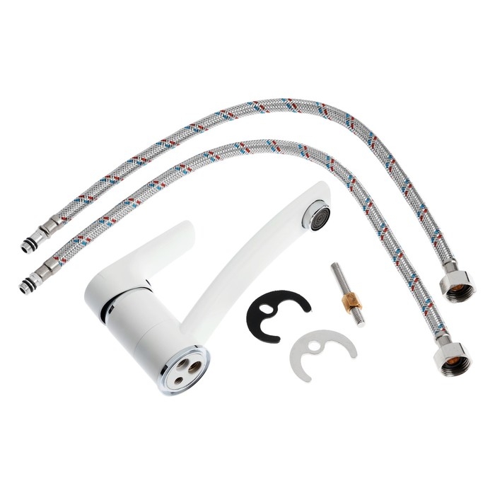 Смеситель для раковины ZEIN Z7217, однорычажный, картридж керамика 35мм, латунь, белый/хром Смеситель для раковины ZEIN Z7217, однорычажный, картридж керамика 35мм, латунь, белый/хром