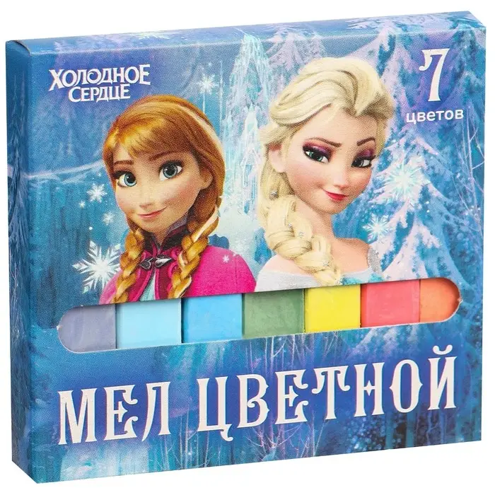 Мелки цветные школьные, набор 7 шт. «Эльза» «Холодное сердце», прямоугольные Мелки цветные школьные, набор 7 шт. «Эльза» «Холодное сердце», прямоугольные