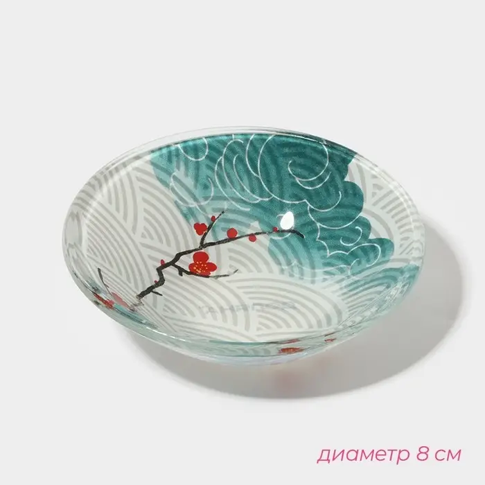 Набор для суши Доляна &laquo;Абстракция&raquo;, 3 предмета: соусники 8&times;2 см, 8&times;6 см, подставка 25&times;15&times;2 см, стекло