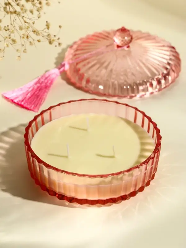 Ароматическая свеча в шкатулке &laquo;Розовая&raquo;, 3 фитиля, сладкий апельсин, 13.3&times;13.3&times;9.5 см