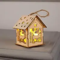 Ёлочная игрушка &laquo;Домик с оленем&raquo;, 7.5&times;6.5&times;6 см, от батареек, свечение тёплое белое