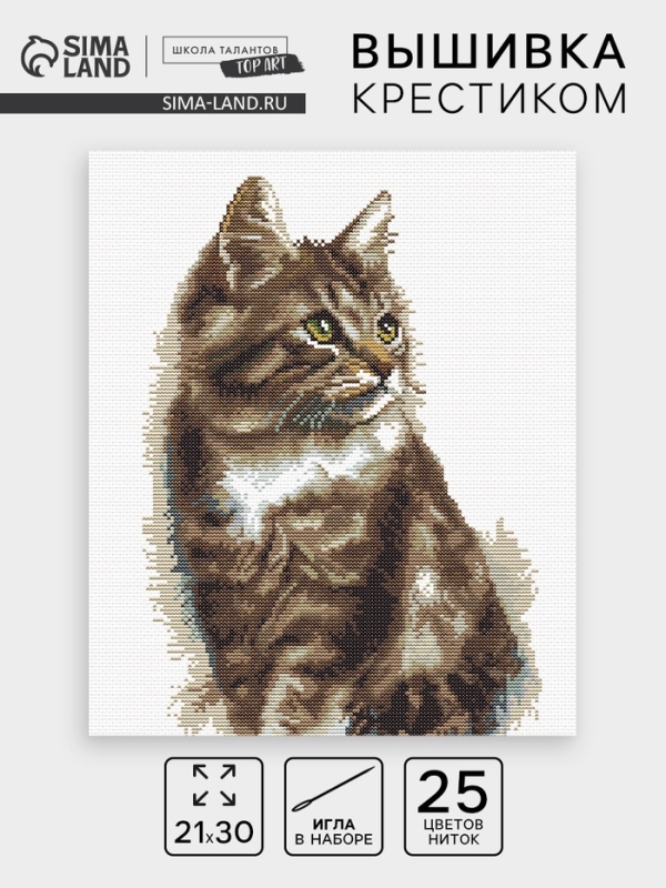 Вышивка крестиком 21х30 см Вышивка крестиком 21х30 см "Домашний кот"