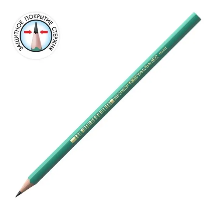 Карандаш чернографитный BIC. Evolution, НВ, шестигранный, пластиковый, зелёный корпус