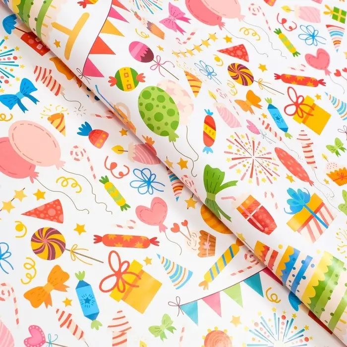 Бумага упаковочная глянцевая "Веселуха", 100 х 70 см