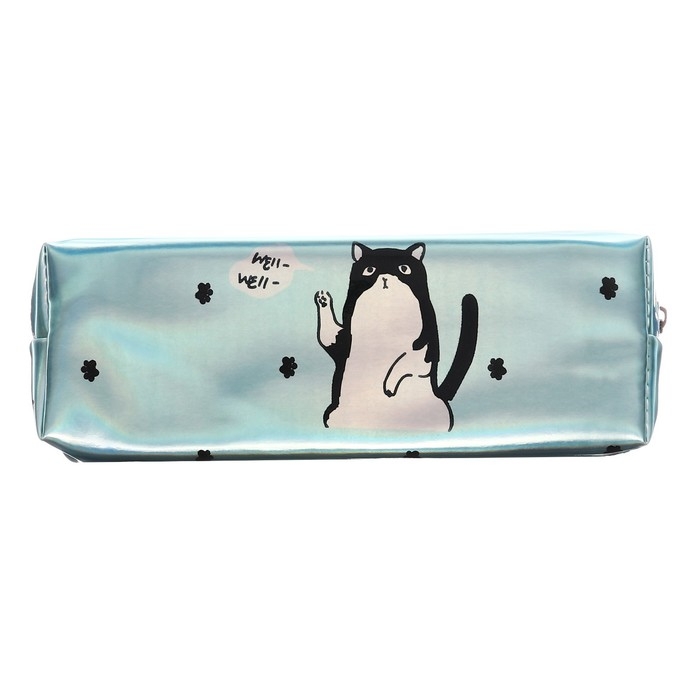 Пенал школьный, на молнии голографический Пенал школьный, на молнии голографический "Кот Голубой"