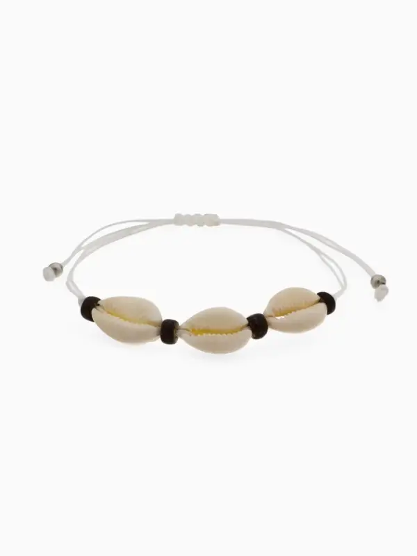 Браслет на нити &laquo;Ракушка. Кокос&raquo;, d=7 см, белый в серебре