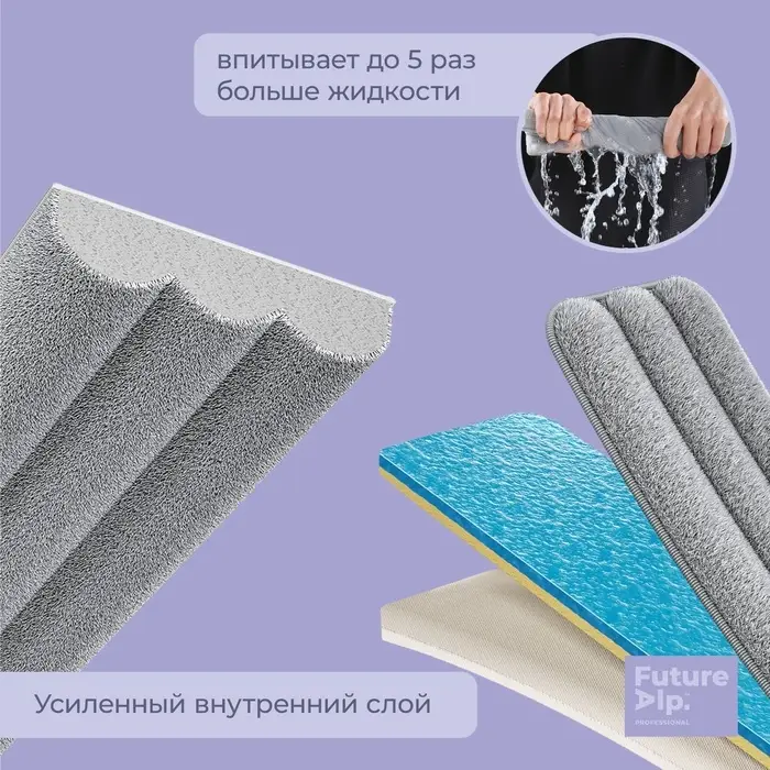 Насадки для плоской швабры Future Alp 4 clean system, 4 шт., 40.5&times;11.5 см