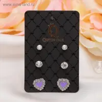 Пусеты 3 пары «Сердце», цвет МИКС Пусеты 3 пары «Сердце», цвет МИКС