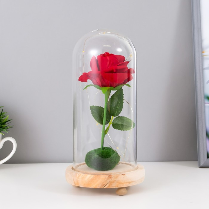 Ночник Ночник "Колба с алой розой" LED от батареек 3ААА 19,5х9,5х9,5 см RISALUX