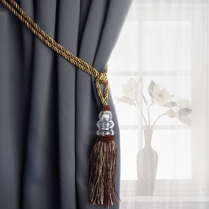 Кисть для штор «Три кристалла», 50 ± 1 см, цвет коричневый/золотой Кисть для штор «Три кристалла», 50 ± 1 см, цвет коричневый/золотой