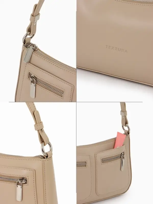 Сумка женская багет TEXTURA на молнии, 21&times;6&times;13 см, бежевая