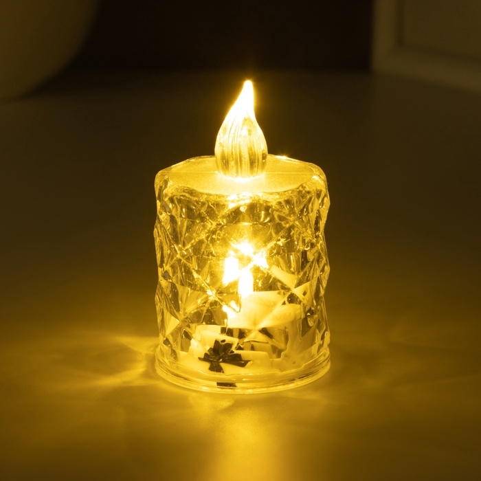 Светодиодная свеча, ночник LED RISALUX «Хрустальная», 0.3 Вт, 4×4×6.5 см Светодиодная свеча, ночник LED RISALUX «Хрустальная», 0.3 Вт, 4×4×6.5 см