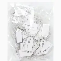 Ценники на верёвке, 100 шт. отверстие 3 мм, 1.3&times;2.5 см, белые, серебристый