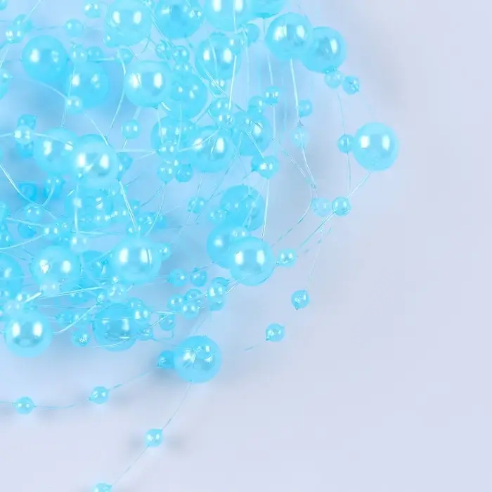Леска для декора с бусинками, длина — 4,8 м, цвет голубой