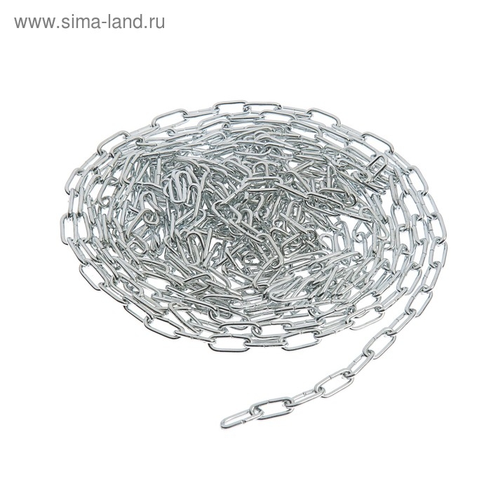 Цепь короткозвенная ТУНДРА krep, DIN766, диаметр 2 мм, сварная, оцинкованная, 5 м Цепь короткозвенная ТУНДРА krep, DIN766, диаметр 2 мм, сварная, оцинкованная, 5 м