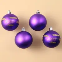 Шары ёлочные &laquo;С Новым годом!&raquo;, пластик, d=6, 4 шт., фиолетовые
