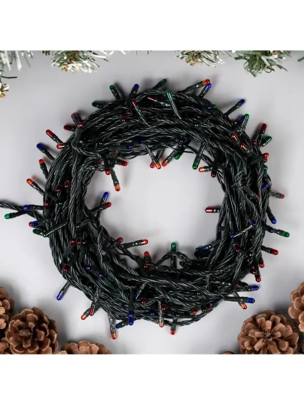 Гирлянда &laquo;Нить&raquo; 9 м, IP20, тёмная нить, 240 ламп, свечение мульти, 8 режимов, 220 В