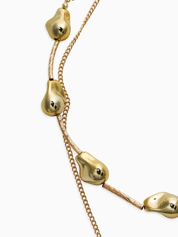 Колье цепочка &laquo;барокко&raquo;, 2 яруса, цвет золото