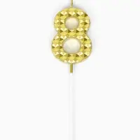 Свеча для торта &laquo;Элемент&raquo;, цифра "8" золотая