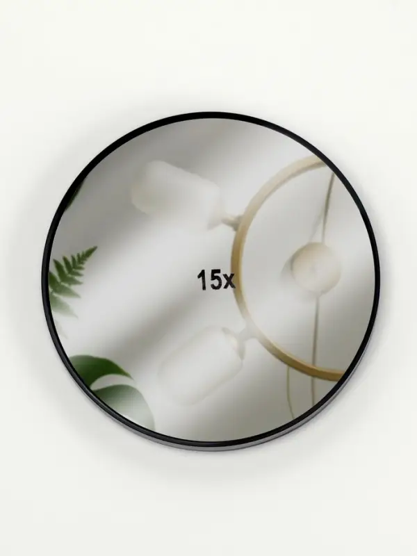 Зеркало макияжное, увеличение &times;15, на присосках, d=9 см, чёрное