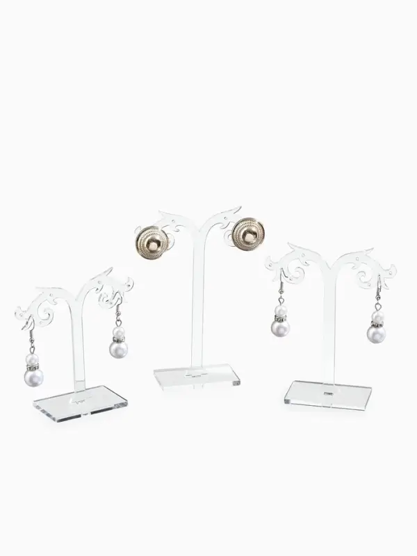 Подставка под серьги &laquo;QF. Ажурная&raquo;, набор 3 шт. h=8.5, 10, 12 см, прозрачная