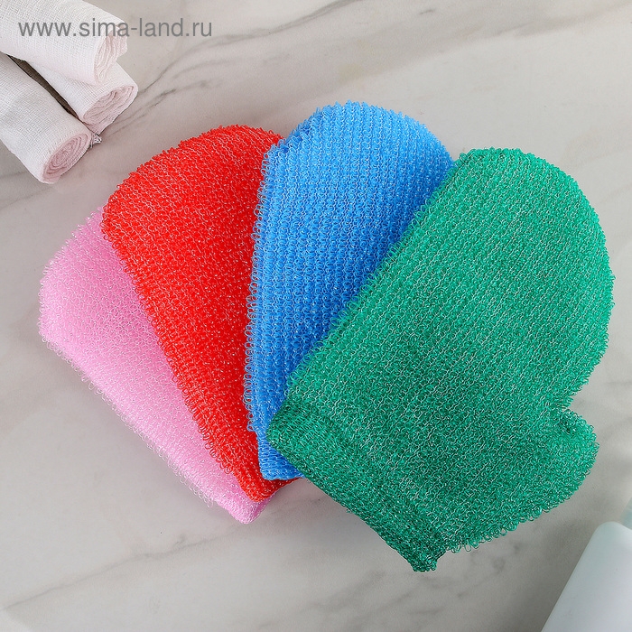 Мочалка для тела «Варежка», 27×22 см, цвет МИКС