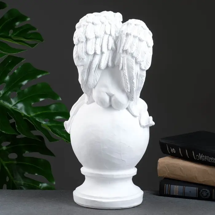 Фигура гипс &laquo;Ангел спящий на шаре&raquo;, белый, 15&times;19&times;40 см