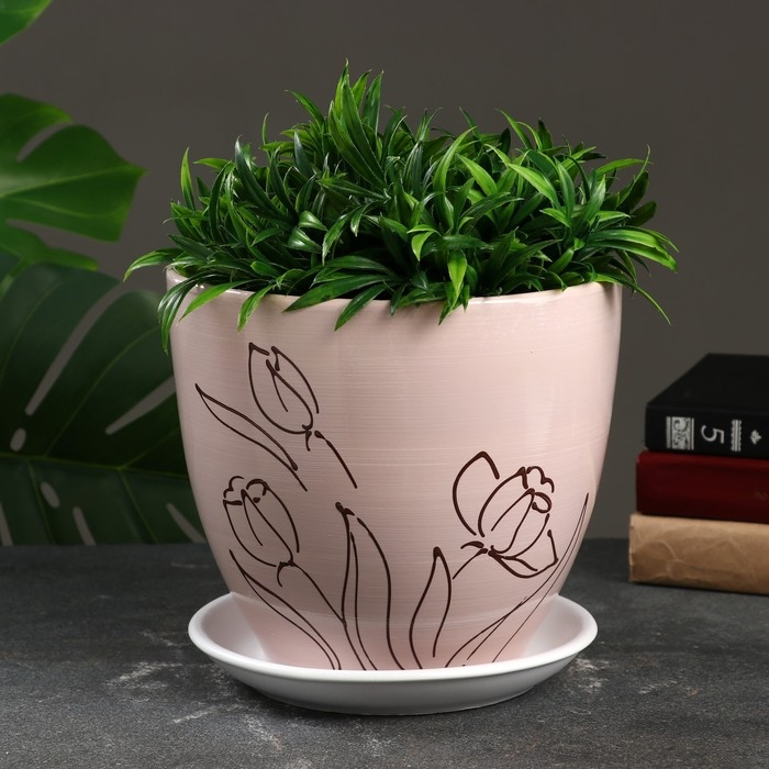 Горшок цветочный Горшок цветочный "Цветы" 5 л, белый