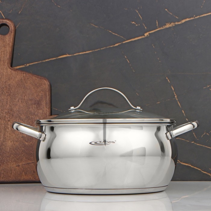 Кастрюля «Медея», 5,2 л, d=24 см, капсульное дно, стеклянная крышка, индукция Кастрюля «Медея», 5,2 л, d=24 см, капсульное дно, стеклянная крышка, индукция