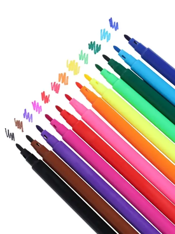 Фломастеры 12 цветов, невентилируемый колпачок