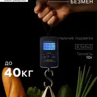 Весы-безмен Luazon LV-403, электронные, до 40 кг, точность до 10 г, подсветка, тёмно-синие