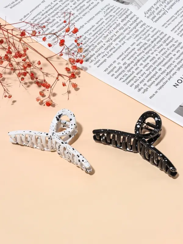 Крабик для волос &laquo;Пелагея&raquo;, петля, 11 см, белый, чёрный