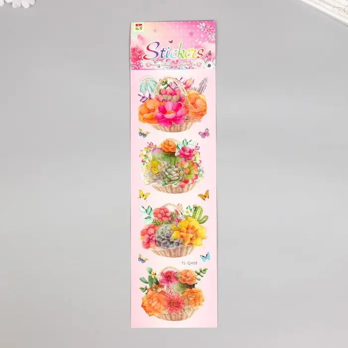 Наклейка бумага, пластик "Корзинки с цветами" МИКС 43х12 см