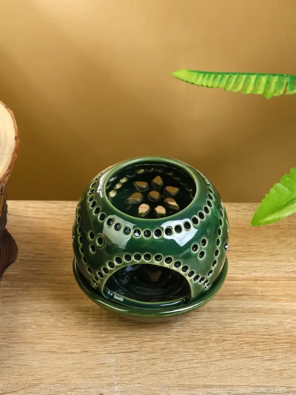 Аромалампа "Магнолия" керамика, цв. зелёный, 10х10х9 см