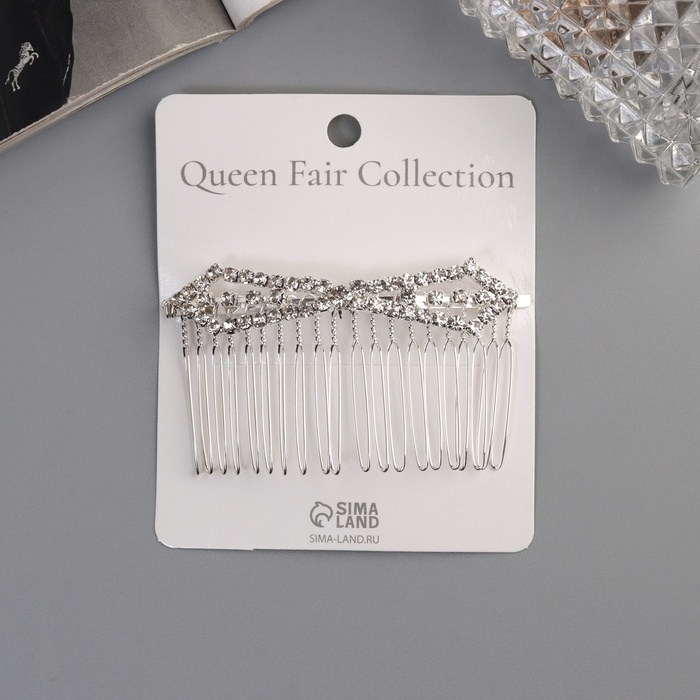 Гребень для волос  Гребень для волос "Медея" бант углы, 8х4 см, серебро