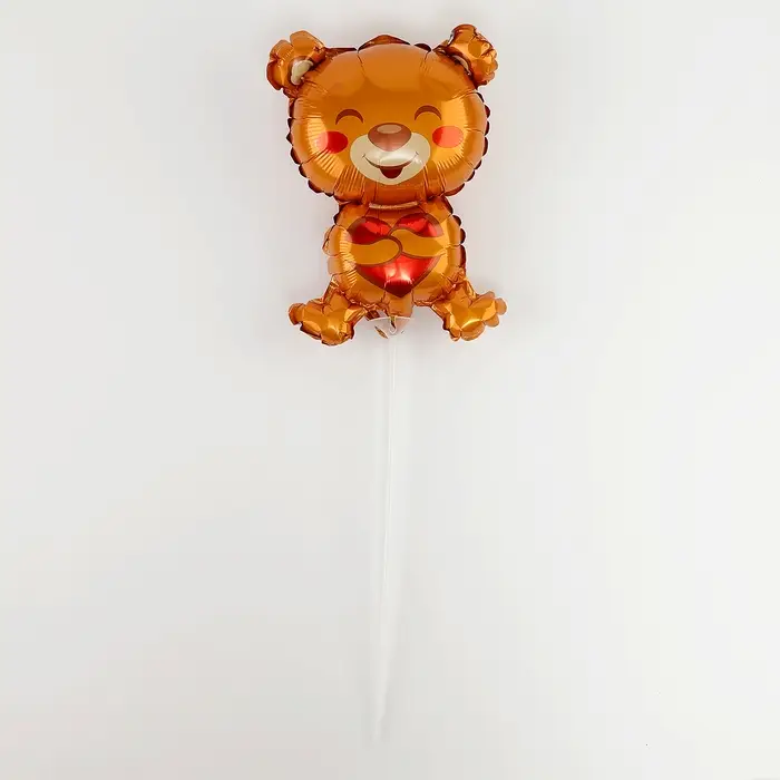 Воздушный шар фольгированный 16 Воздушный шар фольгированный 16" «Мишка с сердцем», фигура, для палочки