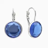 Серьги со стразами &laquo;Яркая классика&raquo;, в обрамлении, тёмно-синие в серебре, d=1.6 см
