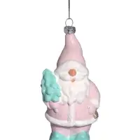 Ёлочная игрушка &laquo;Блеск праздника. Дед Мороз с ёлкой&raquo;, 13.5&times;7.5 см, розово-зелёная
