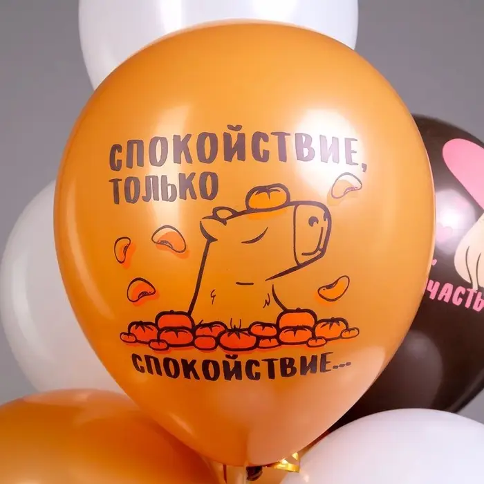 Воздушные шары латексные 12" &laquo;С днем рождения! Капибара&raquo;, 25 шт., МИКС
