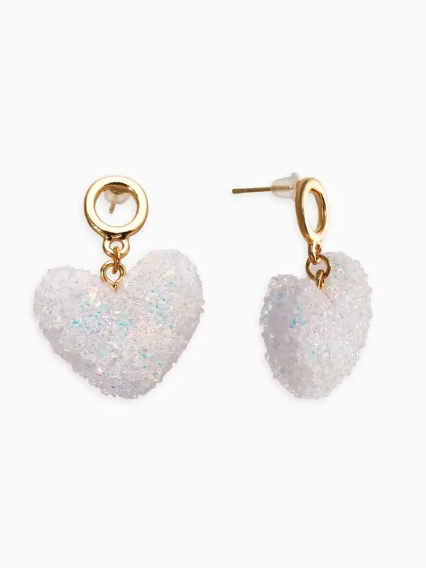 Серьги Серьги "Сердце сахарное", цвет белый в золоте