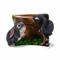 Декоративное кашпо для цветов &laquo;Зайцы у горшочка&raquo;, 18&times;18&times;17 см, полистоун