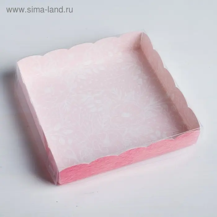 Коробка для печенья, кондитерская упаковка с пластиковой крышкой, Sweet moment, 15 х 15 х 3 см