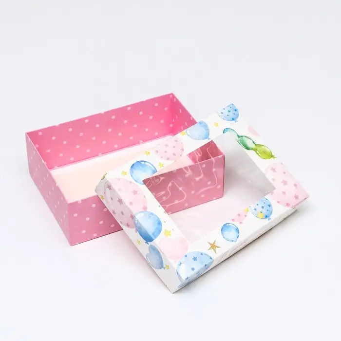 Коробка подарочная складная, с окном «Шары в день рождения» 21×15×7 см