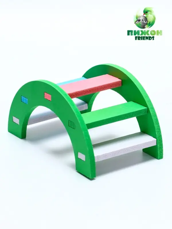 Лесенка для грызунов с цветными ступеньками, зеленый Лесенка для грызунов с цветными ступеньками, зеленый