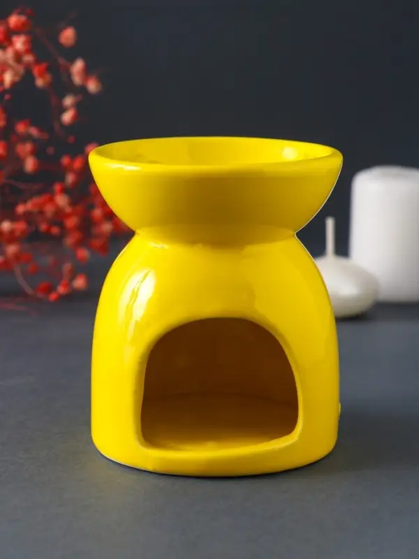 Аромалампа для эфирных масел &laquo;Стрекоза на цветке&raquo;, керамика, жёлтая, 7.2&times;7.2&times;8.3 см