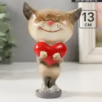 Фигурка полистоун лак &laquo;Котик с большим сердцем&raquo;, 8.5&times;6.2&times;13 см